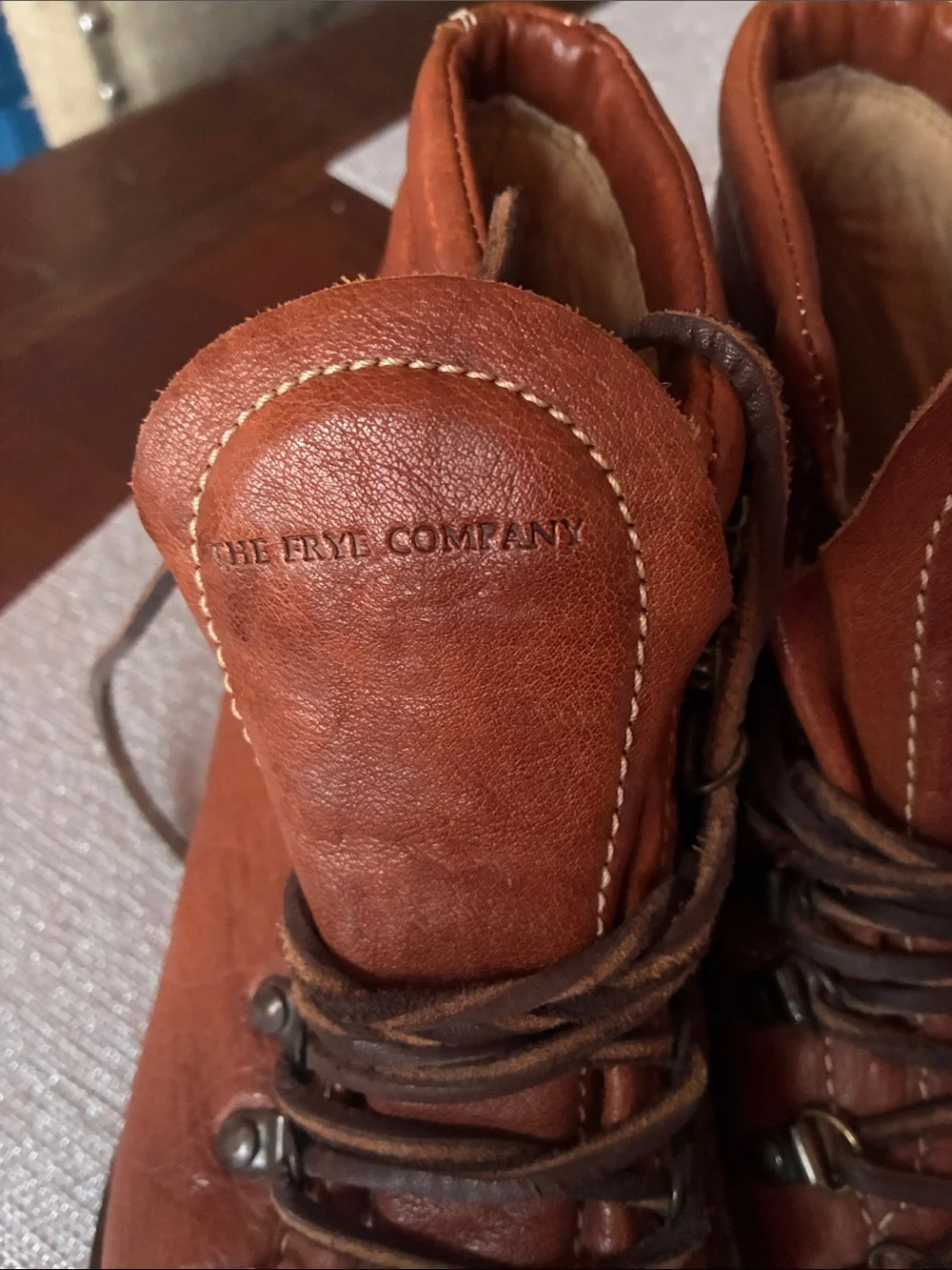 Men's Tan Leather Lace-Up Boots